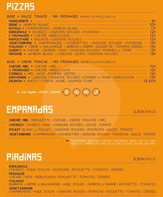Lupita Pizza — carte page 1
