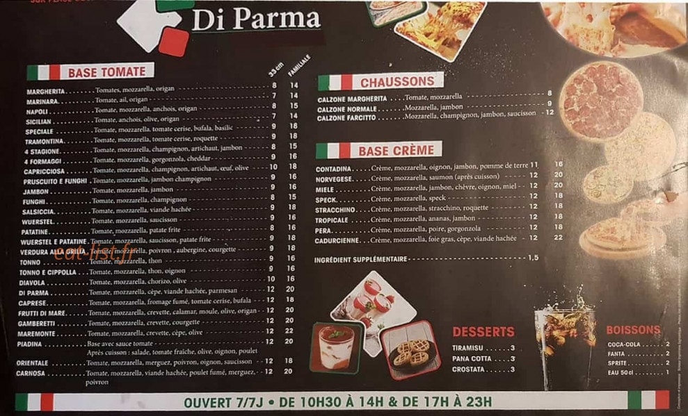 Pizzeria di parma — carte page 1