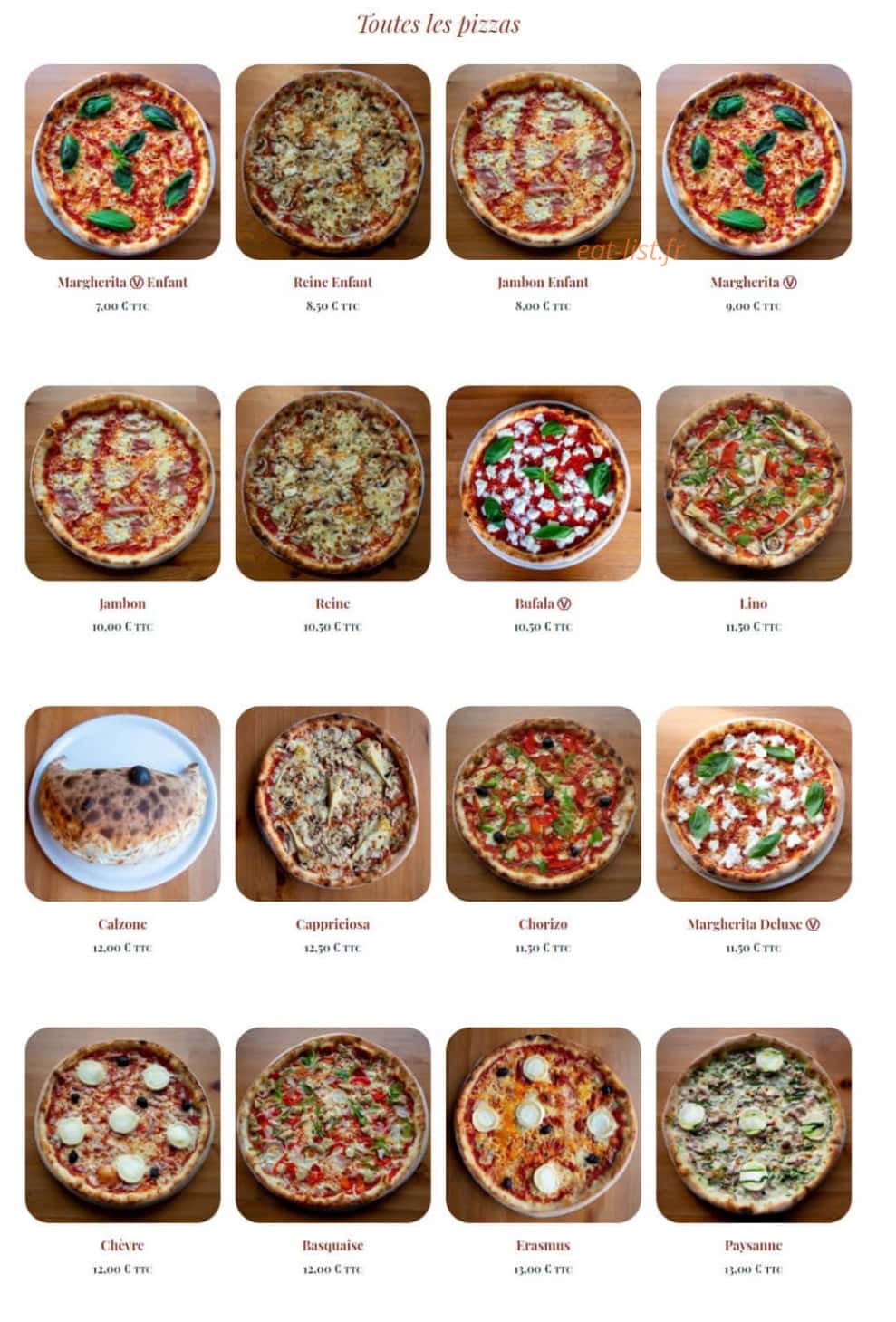 Pizz & Patiss — carte page 2