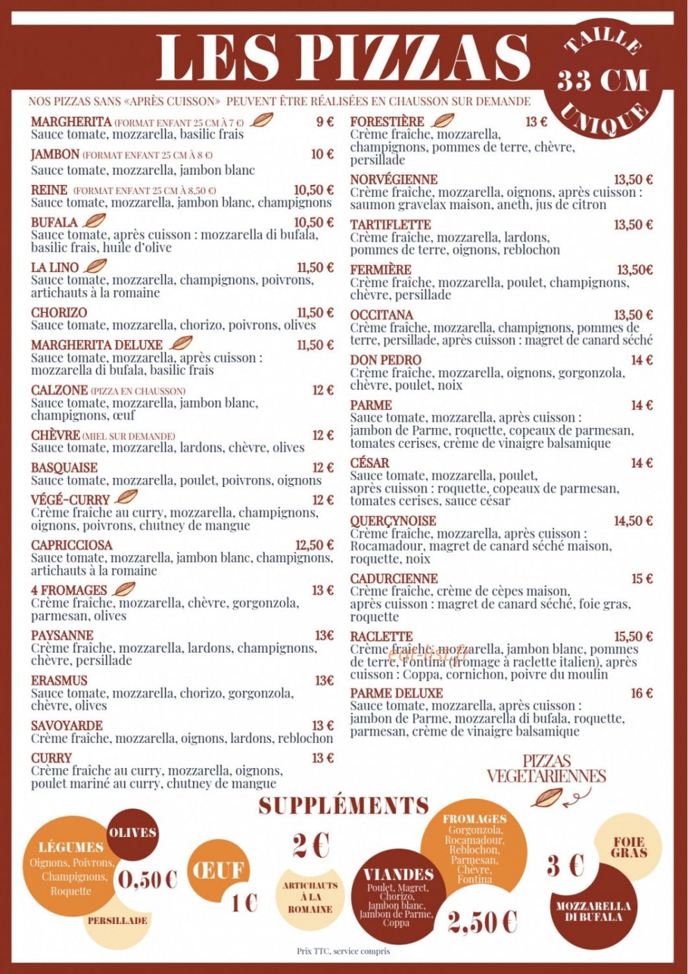 Pizz & Patiss — carte page 1