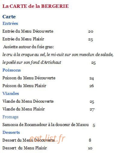 La bergerie — carte page 1
