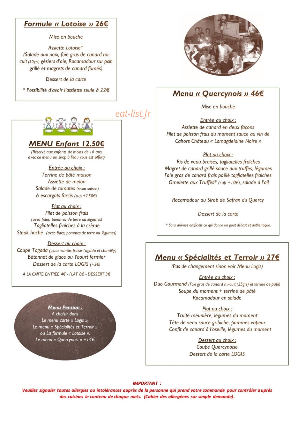 La Truite Dorée — carte page 3