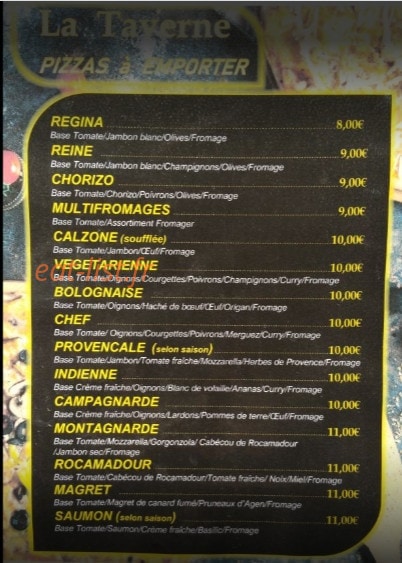 La Taverne — carte page 1