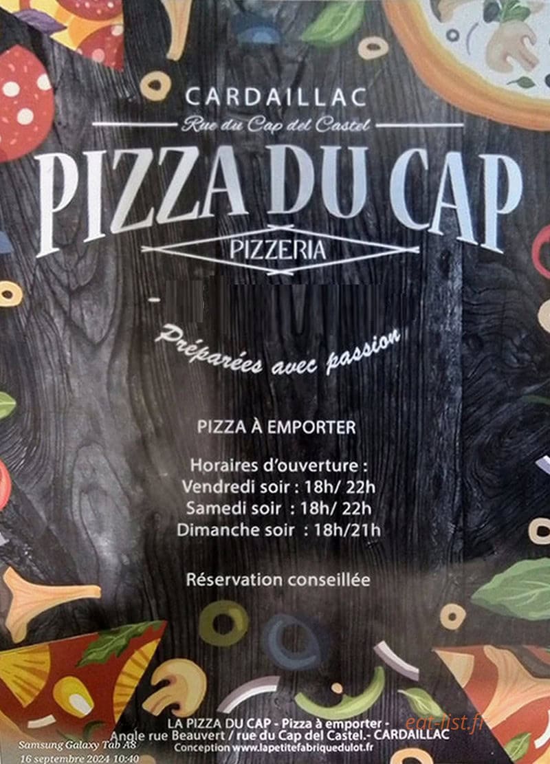 Pizza du cap — carte page 1