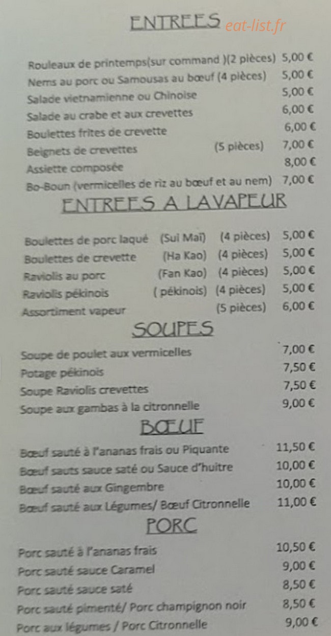 Chez Ngo — carte page 1