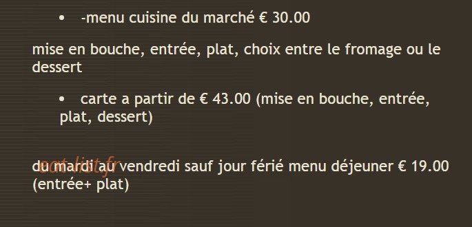 La cuisine du marché — carte page 1