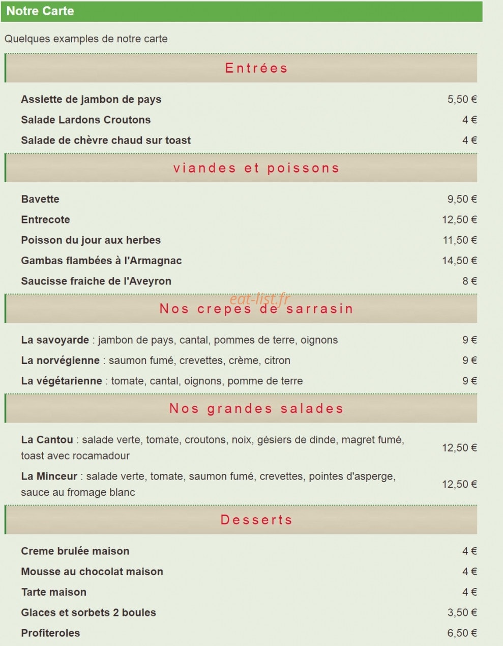La Terrasse Figeac — carte page 1