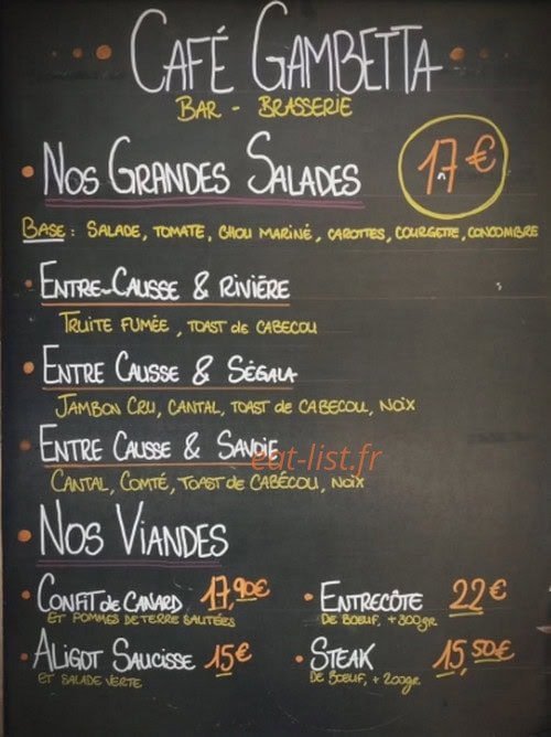 Le café  Gambetta — carte page 1