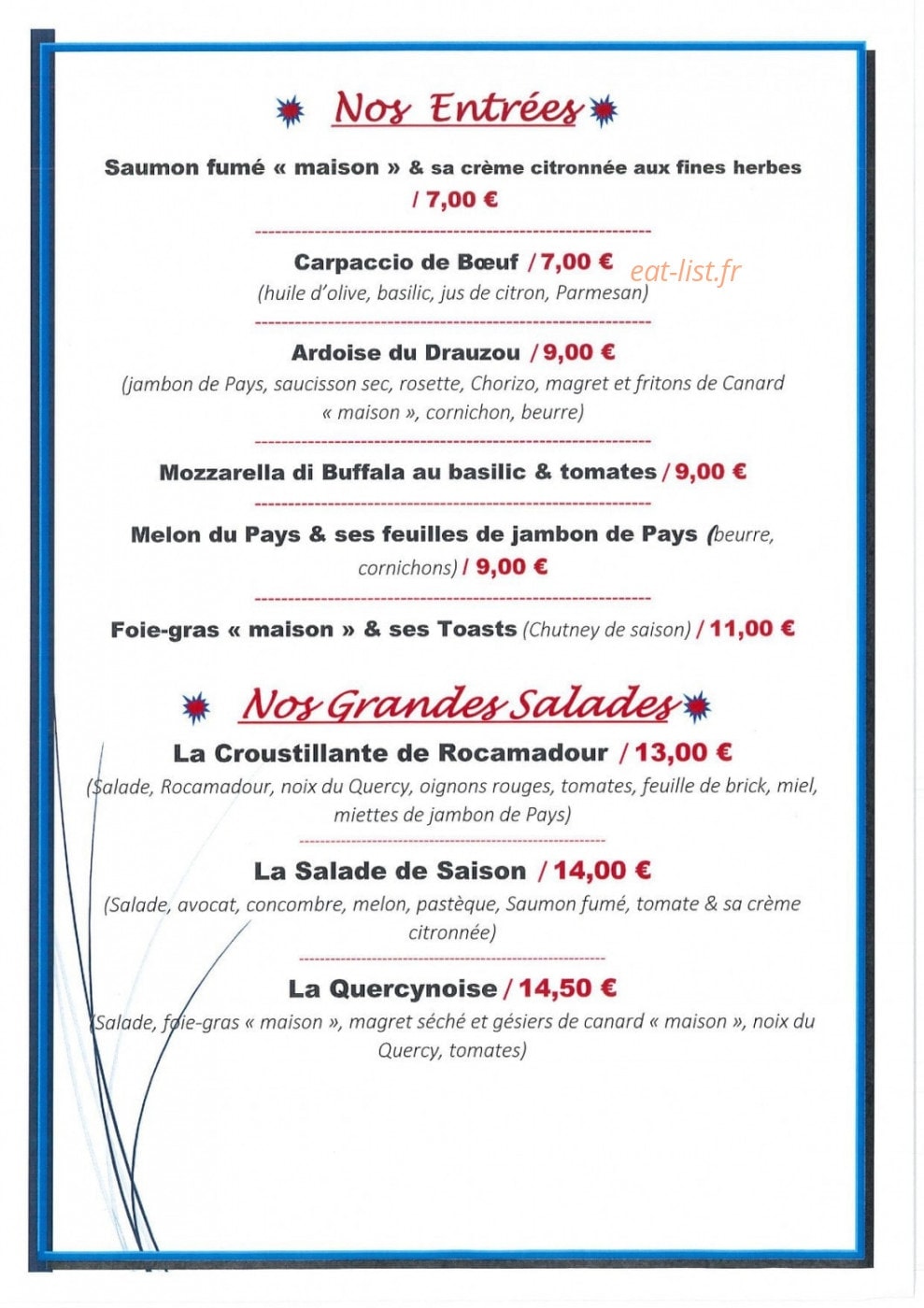 Restaurant le Drauzou — carte page 2