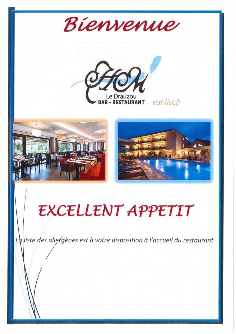 Restaurant le Drauzou — carte page 1