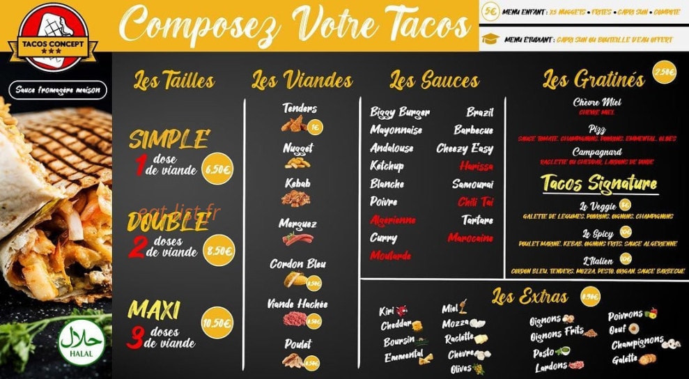 Tacos Concept — carte page 1
