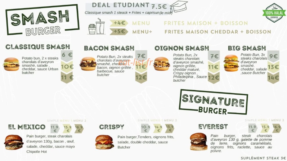 Urban Butcher — carte page 1