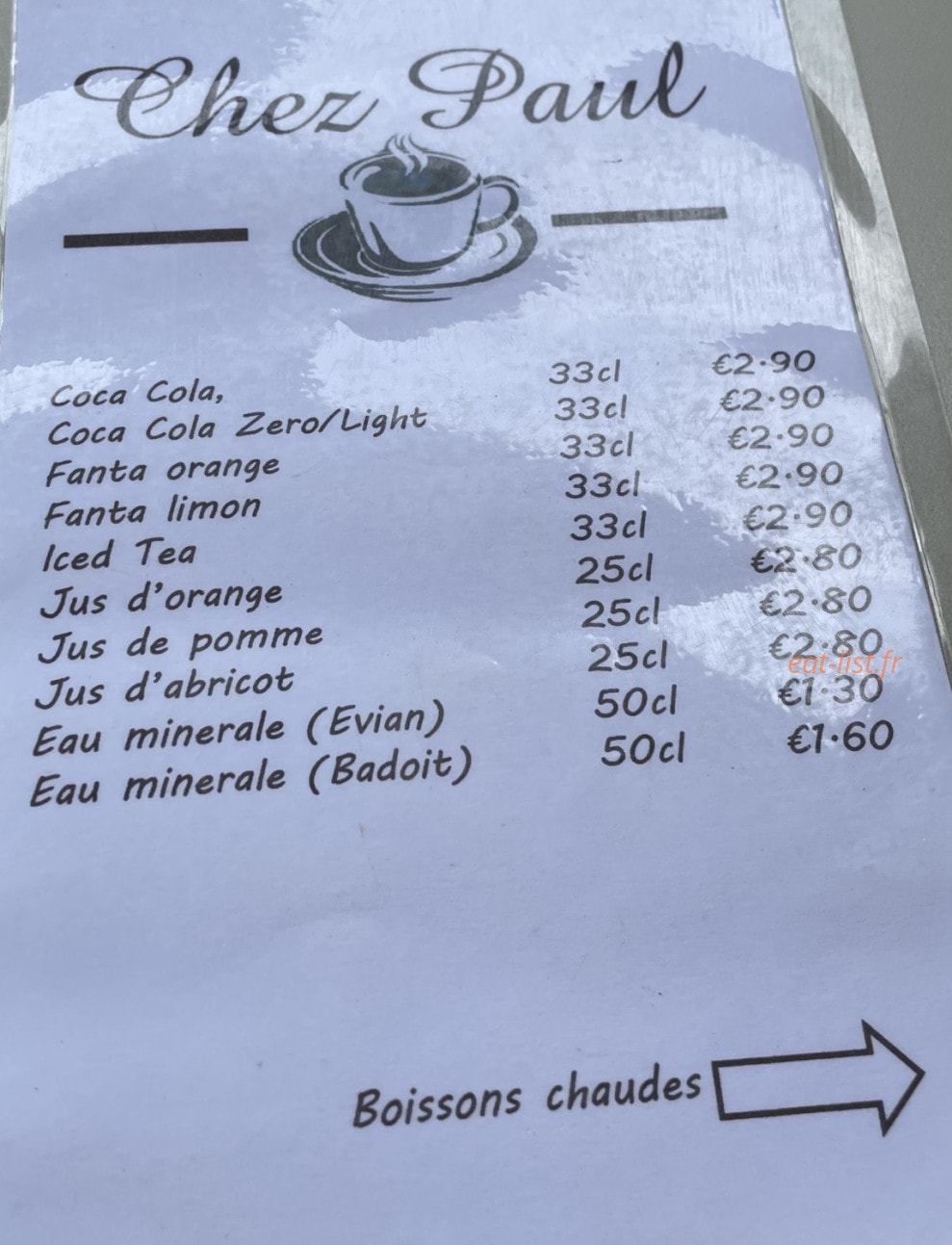 Chez Paul — carte page 1