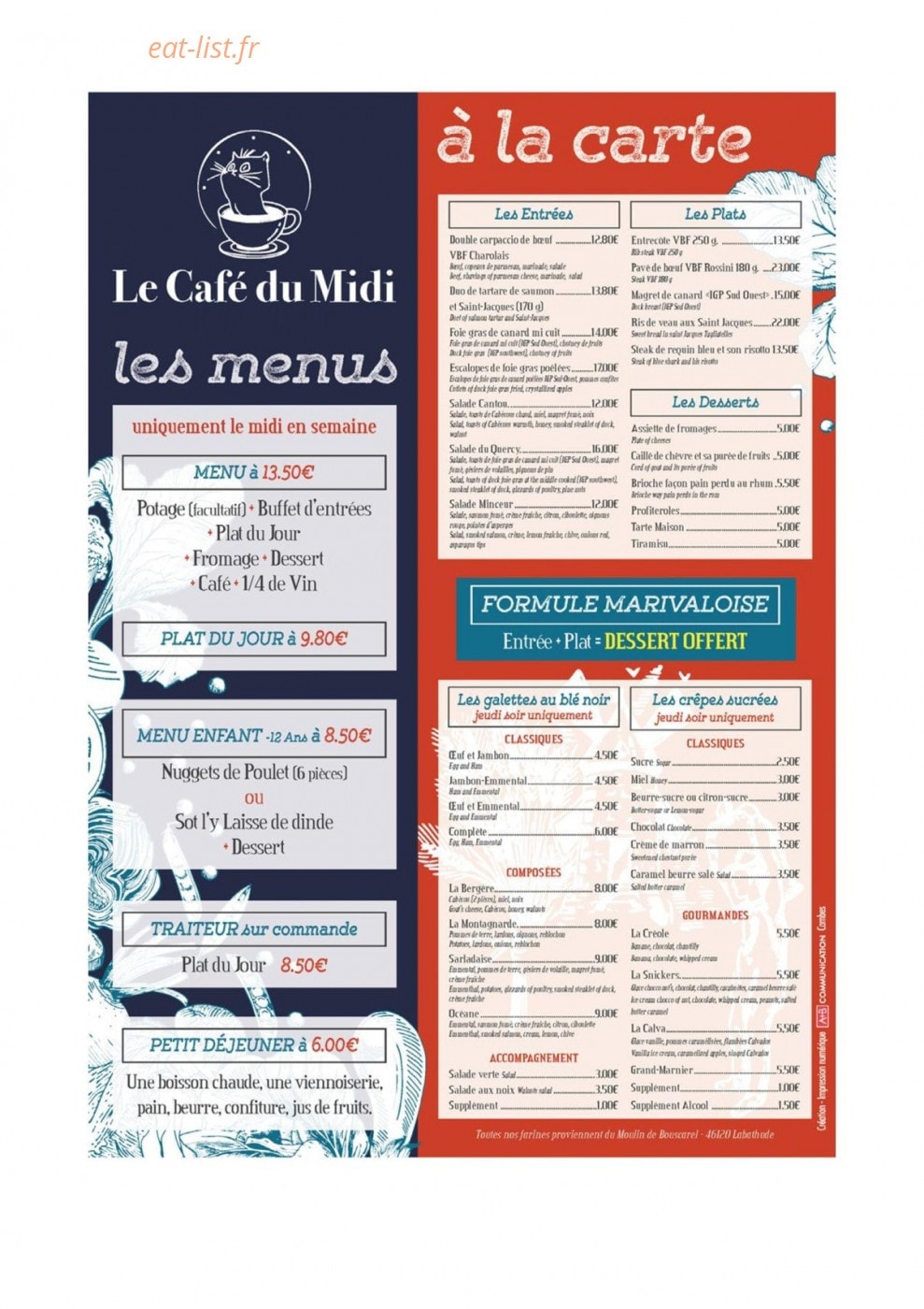Café du Midi — carte page 1