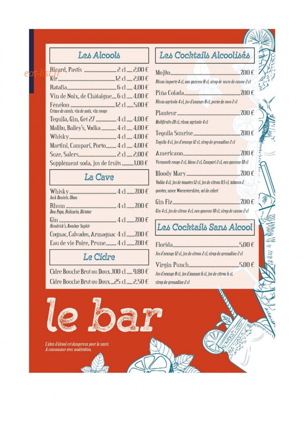 Café du Midi — carte page 5