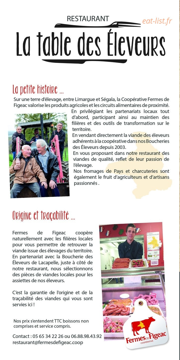 La Table des Éleveurs — carte page 1