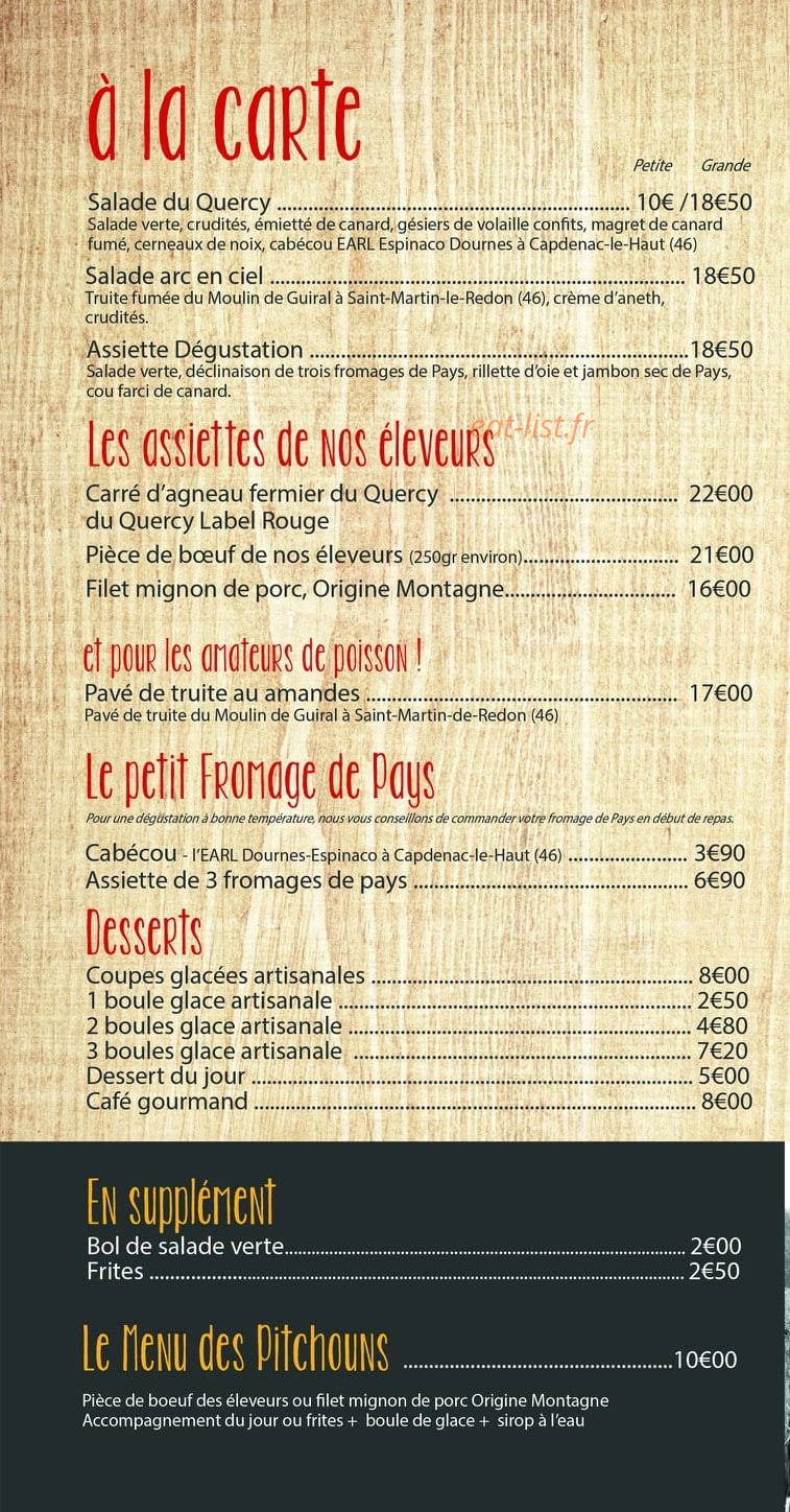 La Table des Éleveurs — carte page 2