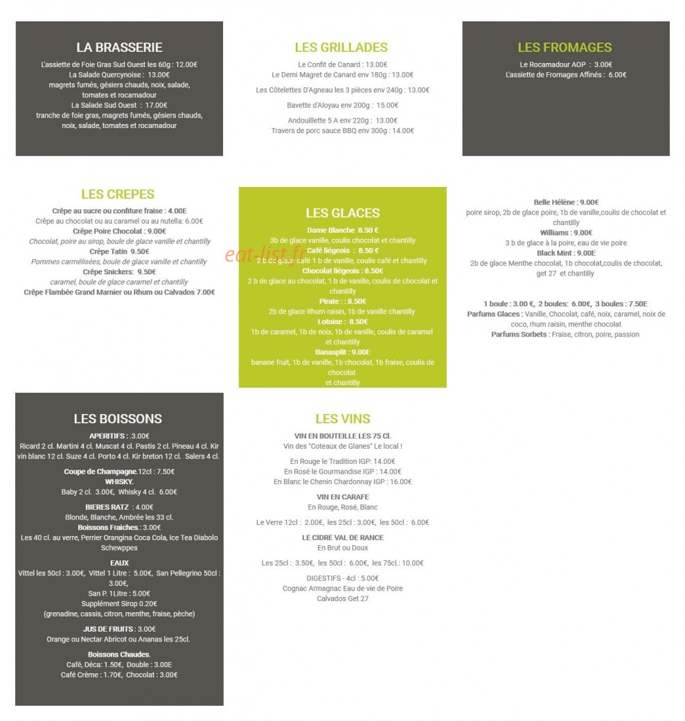 Le Restaurant de Py — carte page 1