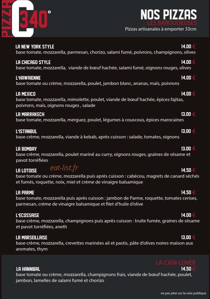 Pizzeria 340°C — carte page 2