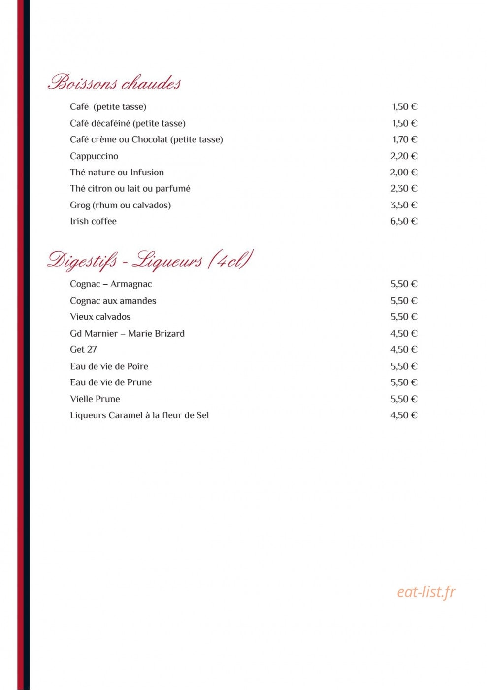Auberge de la Tour — carte page 13