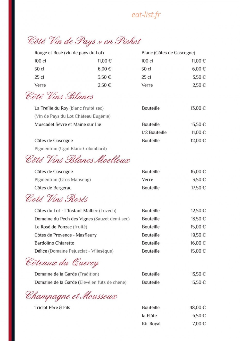 Auberge de la Tour — carte page 11