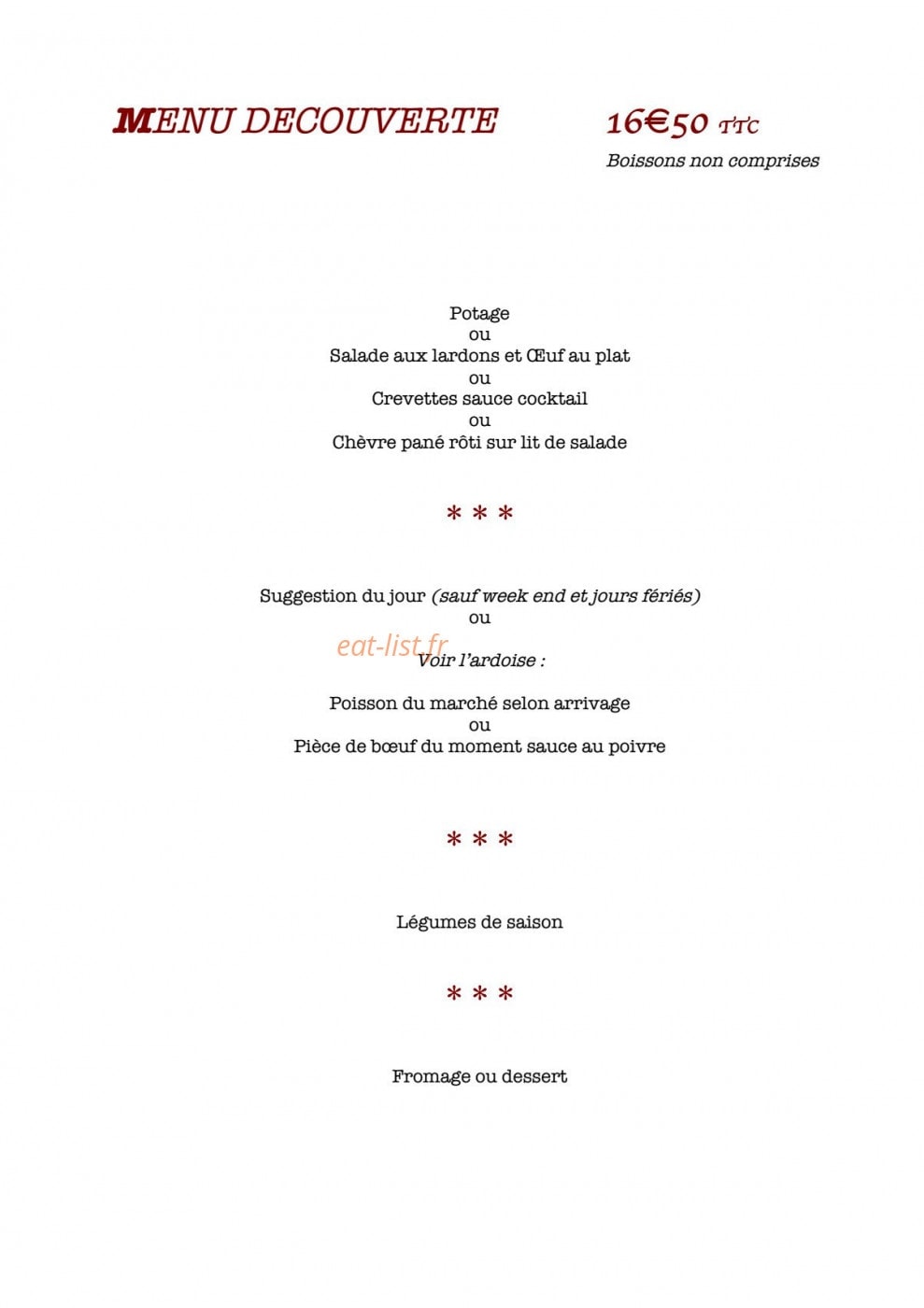 Auberge de la Tour — carte page 4