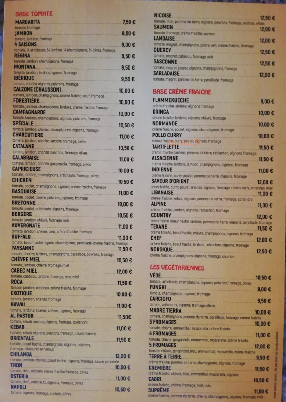 Pizza Sauzet — carte page 1