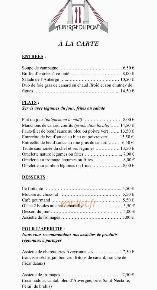 Auberge du Pont — carte page 5