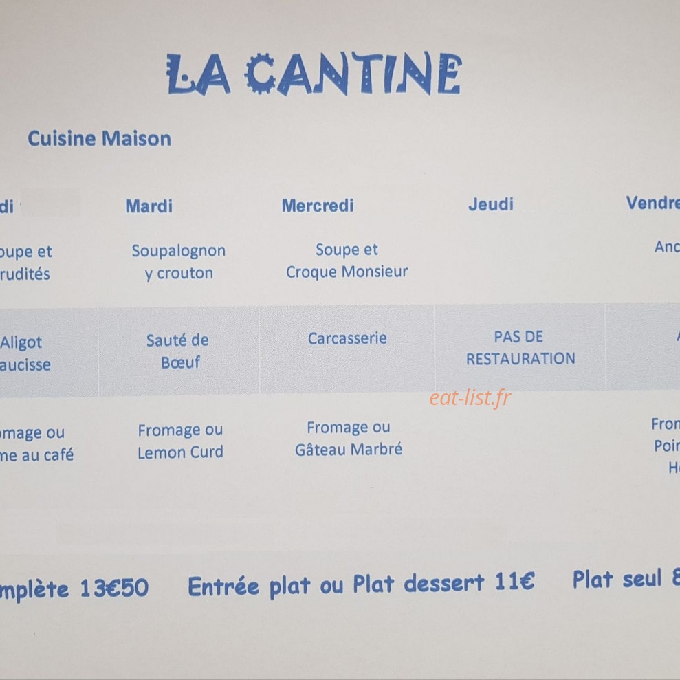 La Cantine — carte page 1