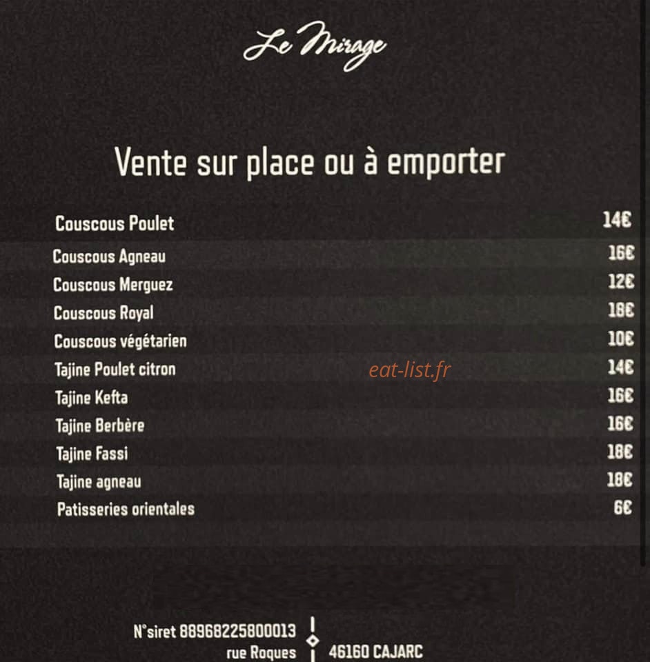 Le Mirage — carte page 1
