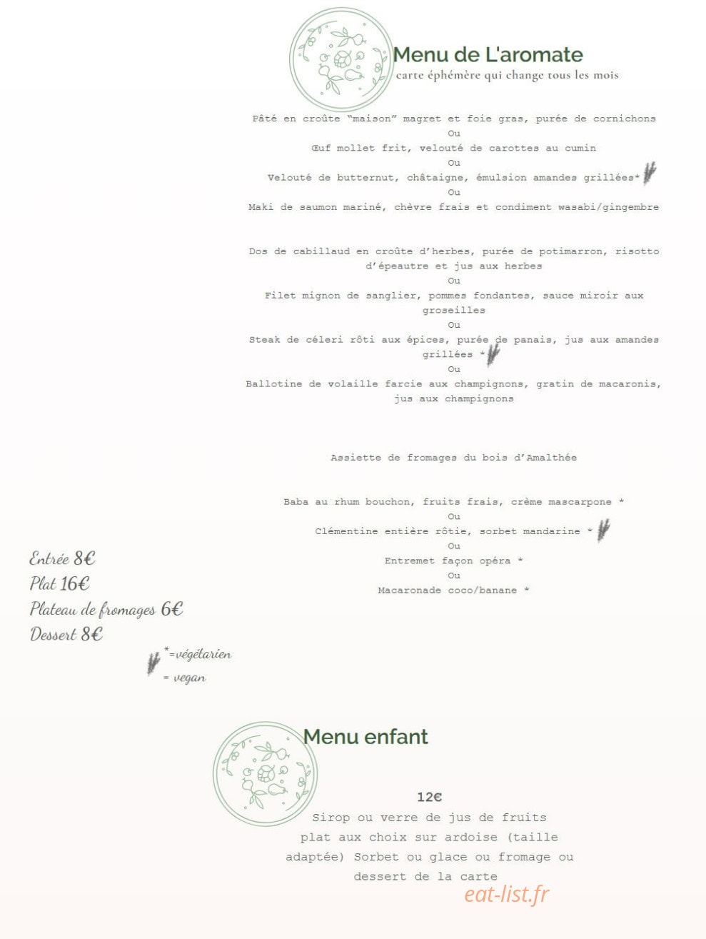 L'Aromate — carte page 1