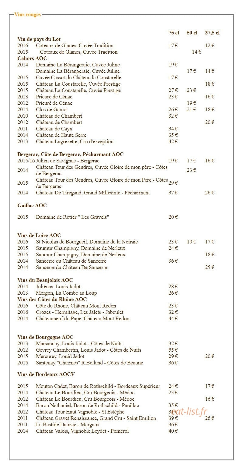 La Vieille Auberge — carte page 6