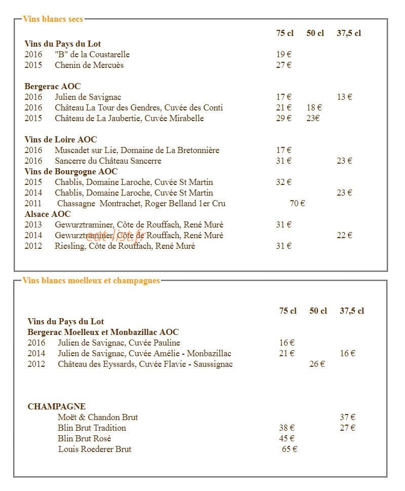 La Vieille Auberge — carte page 7