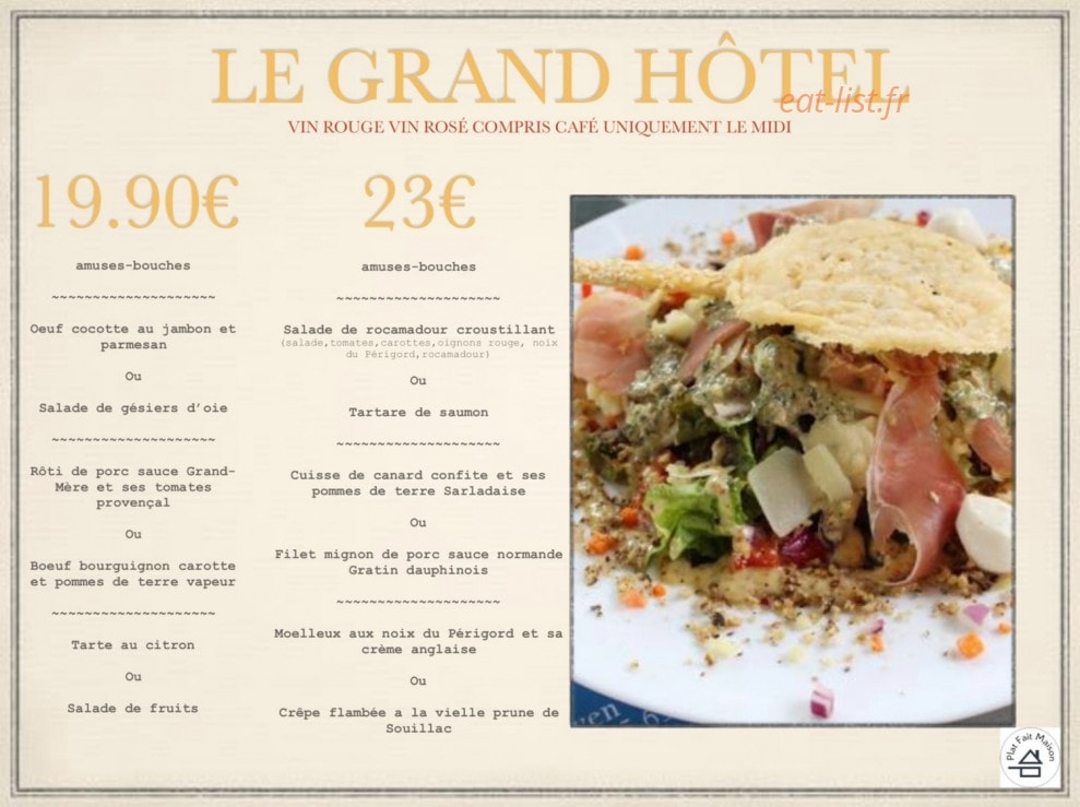 Le Grand Hôtel — carte page 1