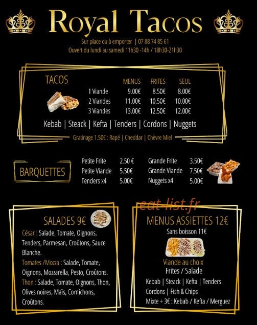 Royal Tacos — carte page 1
