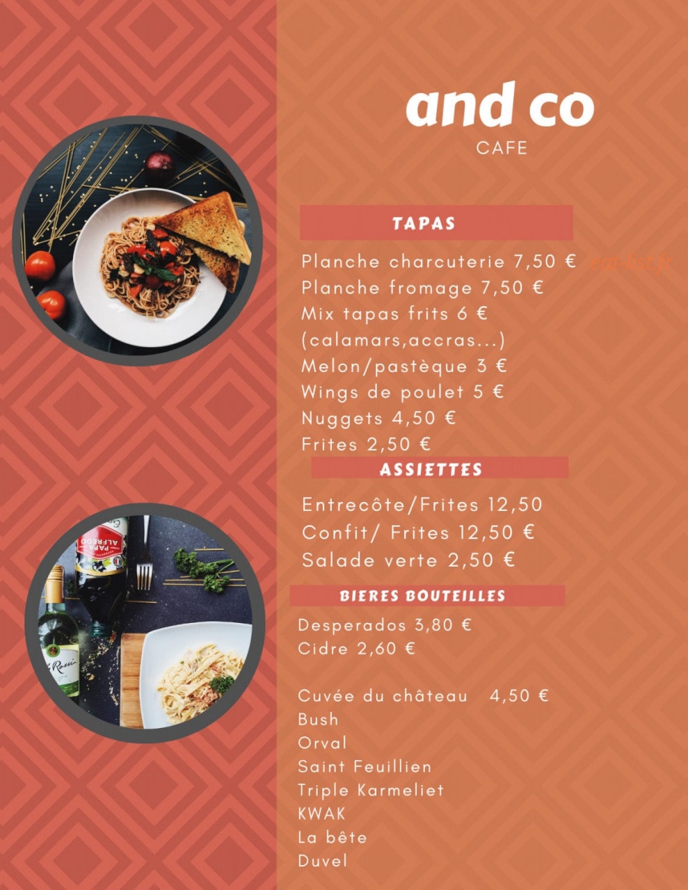 And Co Cafe — carte page 1