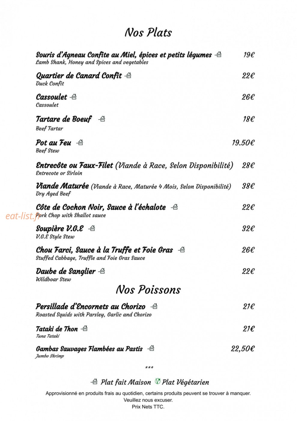 La Table Du Marché — carte page 3