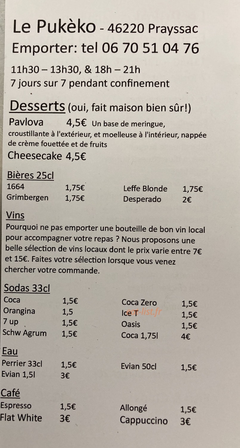 Le Pukèko — carte page 2