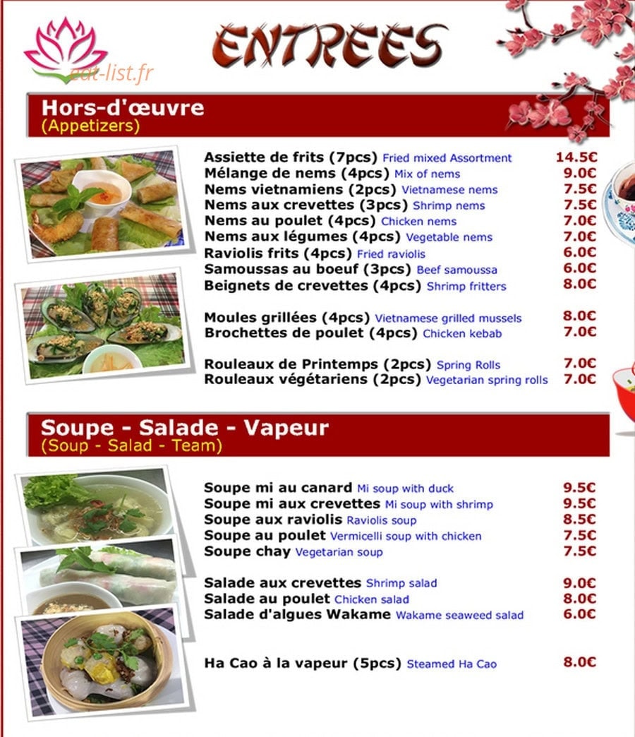 Restaurant Vietnam — carte page 1