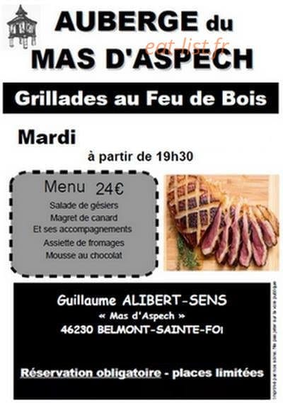 Auberge du Mas d'Aspech — carte page 1