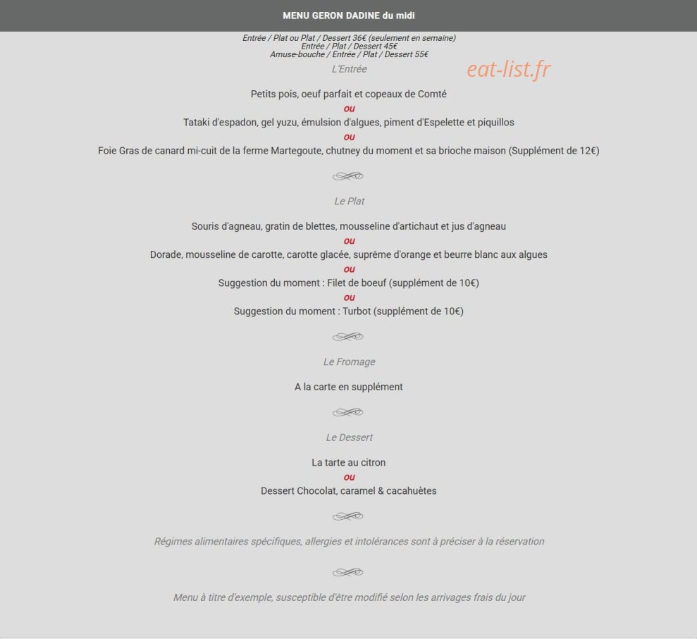 La Table de Haute Serre — carte page 1