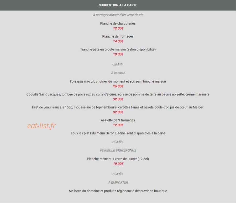La Table de Haute Serre — carte page 6