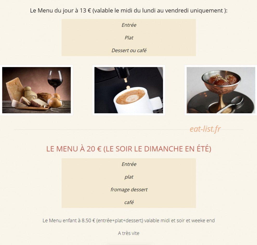 Aux Bienvenus — carte page 1
