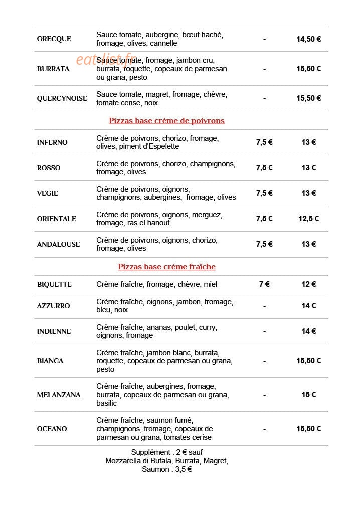 Divona Pizza — carte page 2