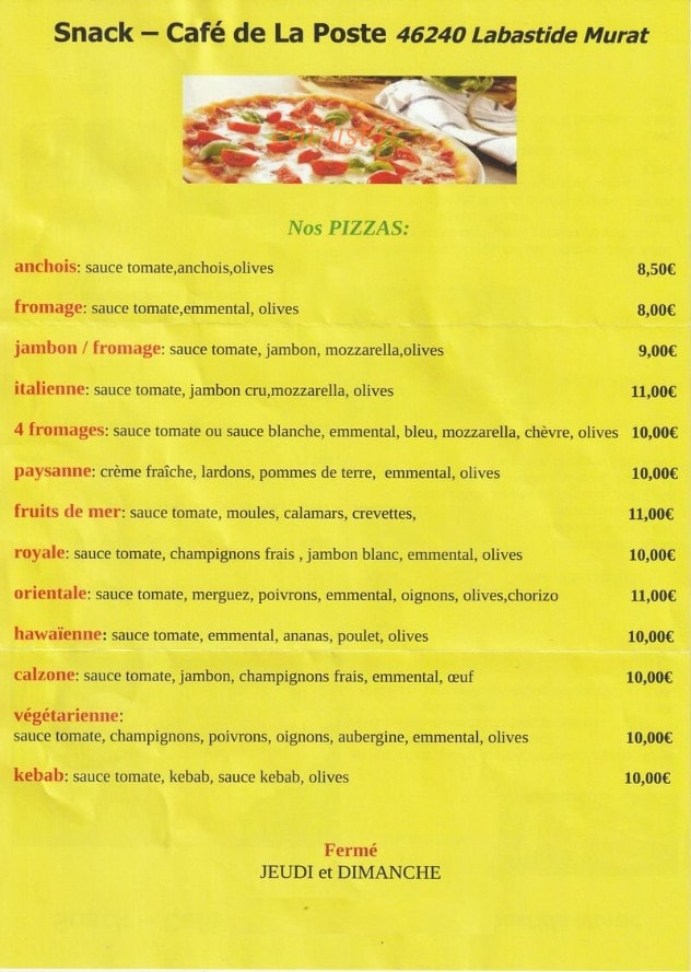 Café De La poste — carte page 1