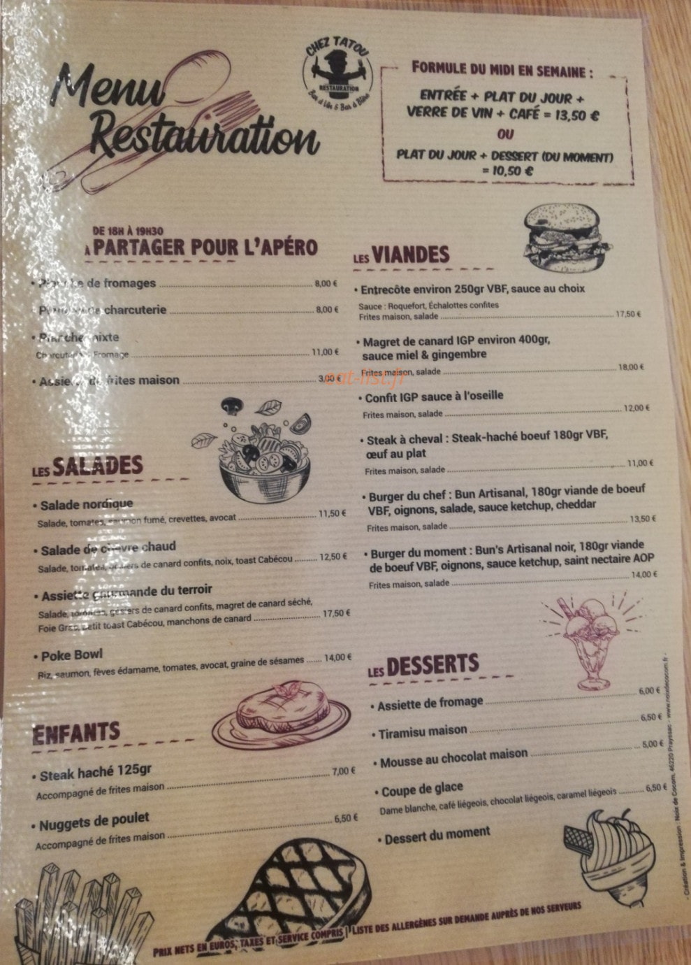 Chez Tatou — carte page 1