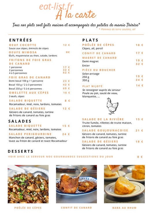 Des Poules au Pot — carte page 1