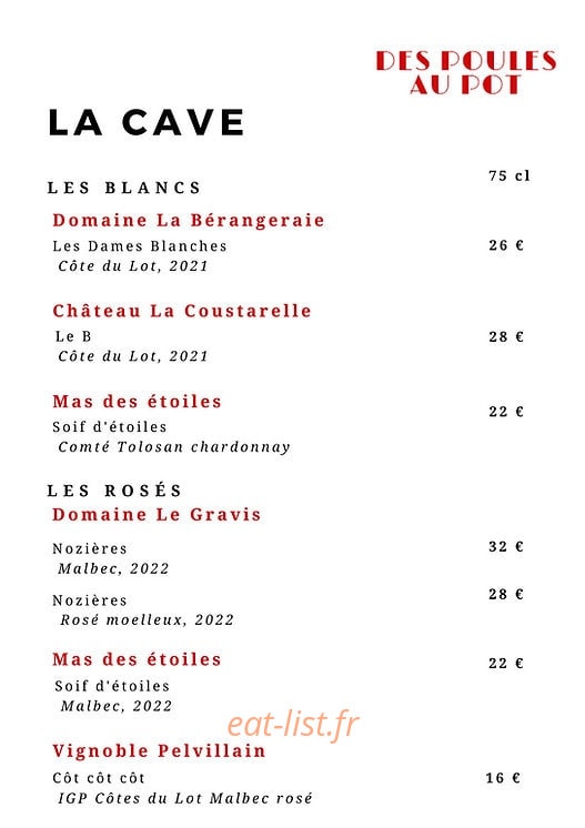 Des Poules au Pot — carte page 8