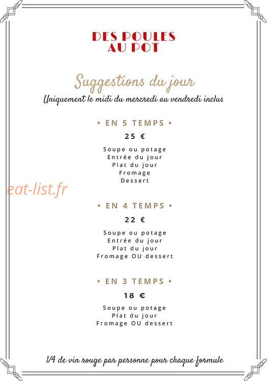 Des Poules au Pot — carte page 2