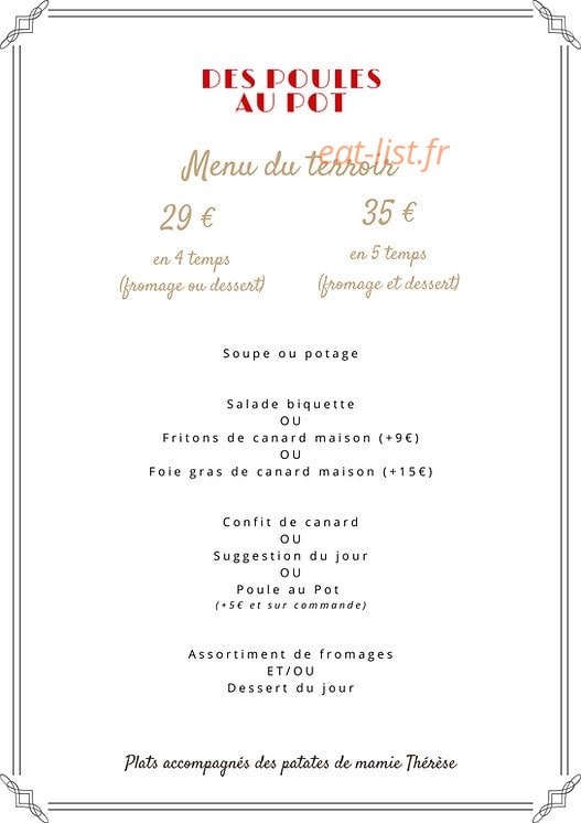 Des Poules au Pot — carte page 4